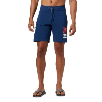 Columbia Muške Kratke Hlače - PFG Fish Series Board Tamno Sive Bijele | FAWK-37520